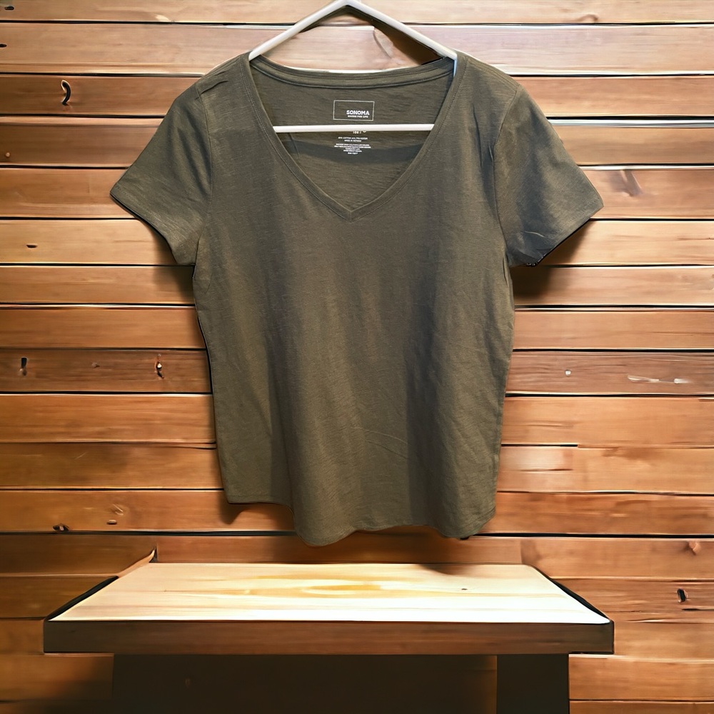 Sonoma Olive Green V Neck T Shirt